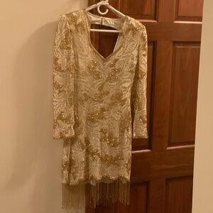 Elegant Gold and Cream Dress